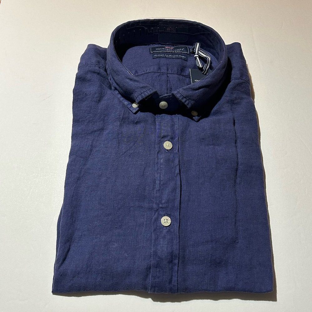 VINEYARD VINES: MEN'S LONG SLEEVE CLASSIC FIT WINDWARD NO POCKET SHIRT - SIZE XL